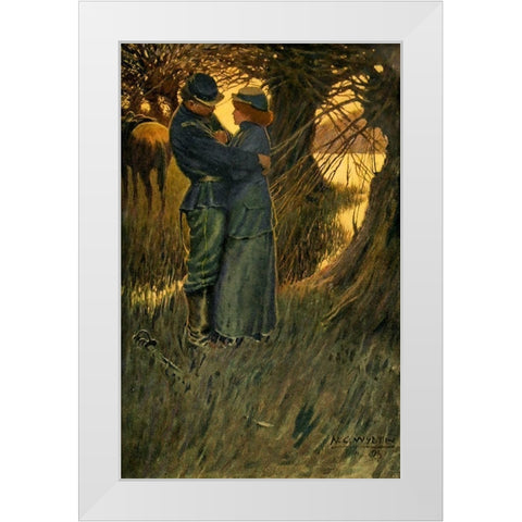 I took her in my arms and held her White Modern Wood Framed Art Print by Wyeth, Newell
