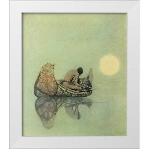 The Silent Fisherman White Modern Wood Framed Art Print by Wyeth, Newell