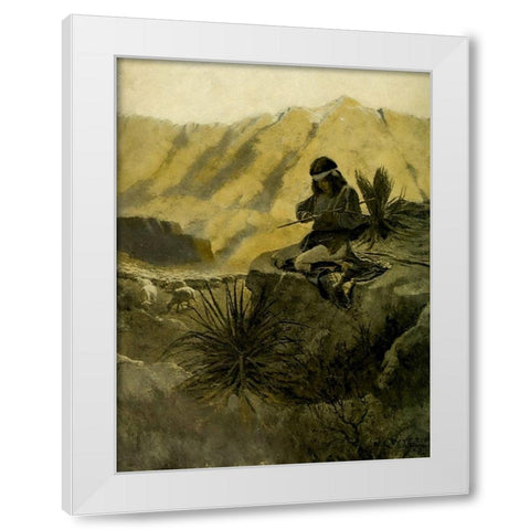 Navajo herder in the foothills White Modern Wood Framed Art Print by Wyeth, Newell