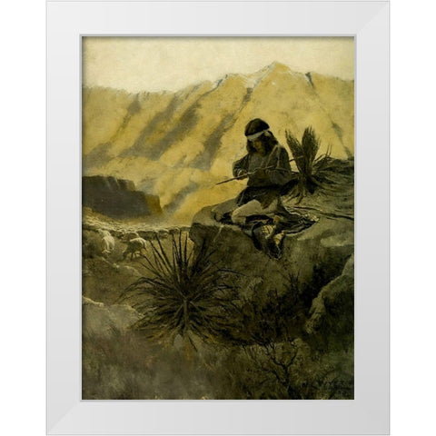 Navajo herder in the foothills White Modern Wood Framed Art Print by Wyeth, Newell