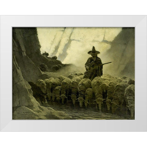 The Mexican Greaser White Modern Wood Framed Art Print by Wyeth, Newell