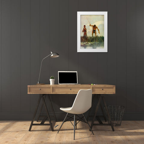 A primitive spearman White Modern Wood Framed Art Print by Wyeth, Newell