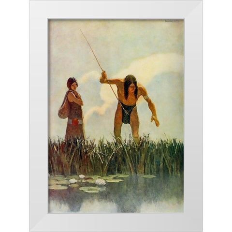 A primitive spearman White Modern Wood Framed Art Print by Wyeth, Newell