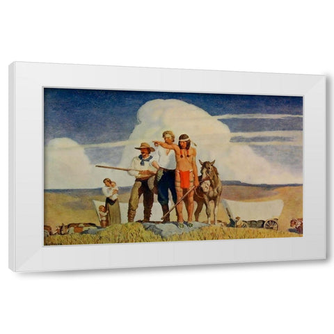 Pioneers-the opening of the prairies White Modern Wood Framed Art Print by Wyeth, Newell