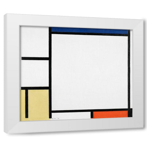 Composition with Blue-Red-Yellow-and Black White Modern Wood Framed Art Print by Mondrian, Piet
