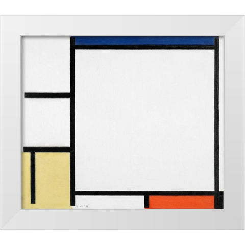 Composition with Blue-Red-Yellow-and Black White Modern Wood Framed Art Print by Mondrian, Piet