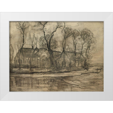 Farm Near Duivendrecht-The Sea White Modern Wood Framed Art Print by Mondrian, Piet