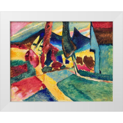 Landscape with Two Poplars 1912 White Modern Wood Framed Art Print by Kandinsky, Wassily