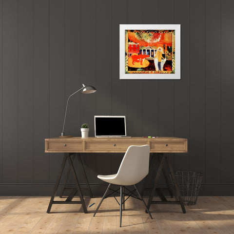 Cow in Moscow 1912 White Modern Wood Framed Art Print by Kandinsky, Wassily