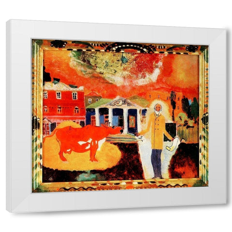 Cow in Moscow 1912 White Modern Wood Framed Art Print by Kandinsky, Wassily