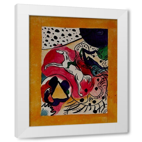 Design for cover of Blaue Reiter 1911 White Modern Wood Framed Art Print by Kandinsky, Wassily