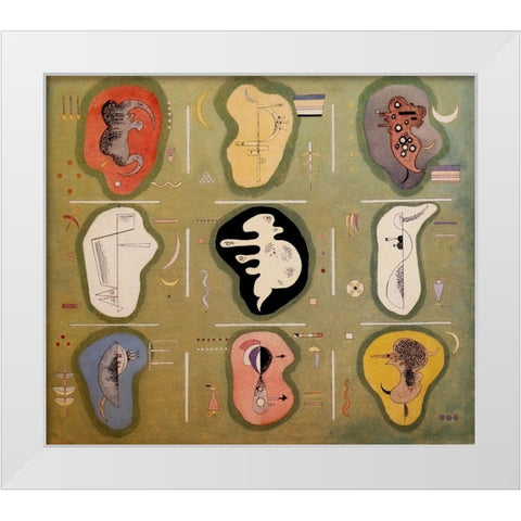 Graceful Ascent 1934 White Modern Wood Framed Art Print by Kandinsky, Wassily