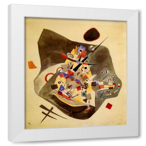 Grey spot 1922 White Modern Wood Framed Art Print by Kandinsky, Wassily