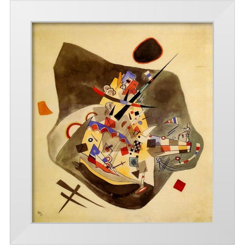 Grey spot 1922 White Modern Wood Framed Art Print by Kandinsky, Wassily