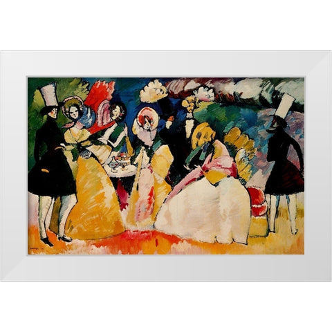 Group in crinolines 1909 White Modern Wood Framed Art Print by Kandinsky, Wassily