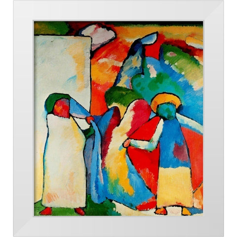 Improvisation no.6 African 1909 White Modern Wood Framed Art Print by Kandinsky, Wassily