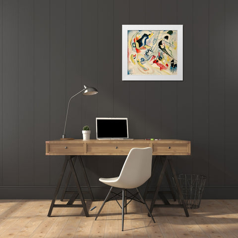 Improvisation no.29 Swan 1912 White Modern Wood Framed Art Print by Kandinsky, Wassily