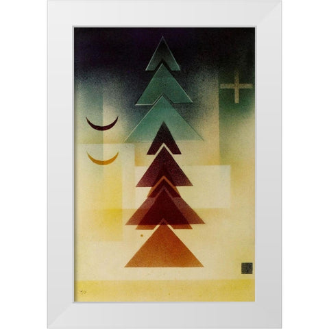 Into the Dark 1928 White Modern Wood Framed Art Print by Kandinsky, Wassily