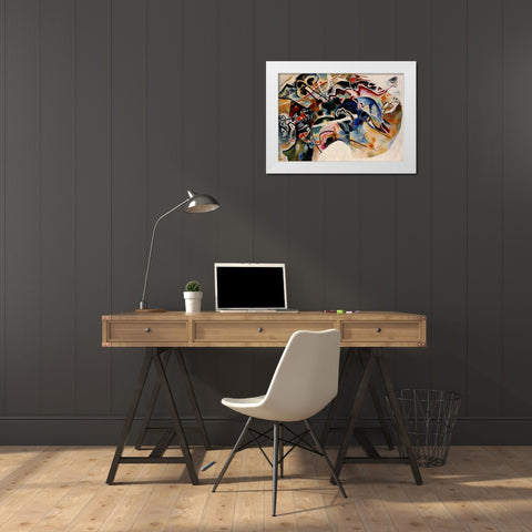 Painting with White Border 1913 White Modern Wood Framed Art Print by Kandinsky, Wassily