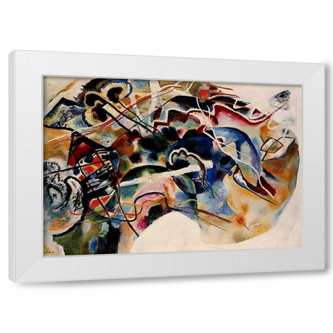 Painting with White Border 1913 White Modern Wood Framed Art Print by Kandinsky, Wassily