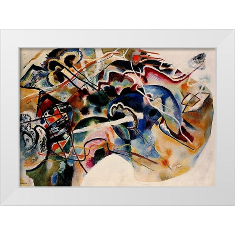 Painting with White Border 1913 White Modern Wood Framed Art Print by Kandinsky, Wassily