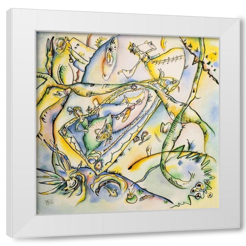 Picnic 1916 White Modern Wood Framed Art Print by Kandinsky, Wassily