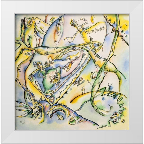 Picnic 1916 White Modern Wood Framed Art Print by Kandinsky, Wassily