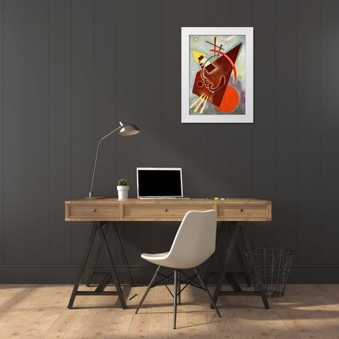 Pointed and Round White Modern Wood Framed Art Print by Kandinsky, Wassily