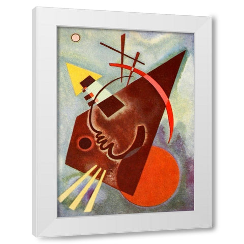 Pointed and Round White Modern Wood Framed Art Print by Kandinsky, Wassily