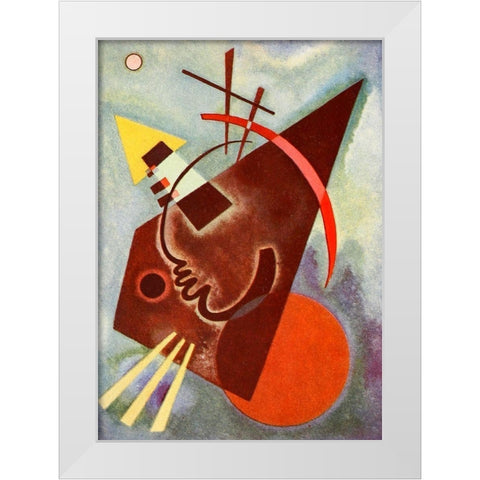 Pointed and Round White Modern Wood Framed Art Print by Kandinsky, Wassily