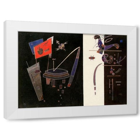 Red Accent 1943 White Modern Wood Framed Art Print by Kandinsky, Wassily