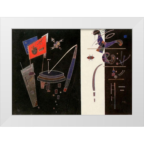 Red Accent 1943 White Modern Wood Framed Art Print by Kandinsky, Wassily