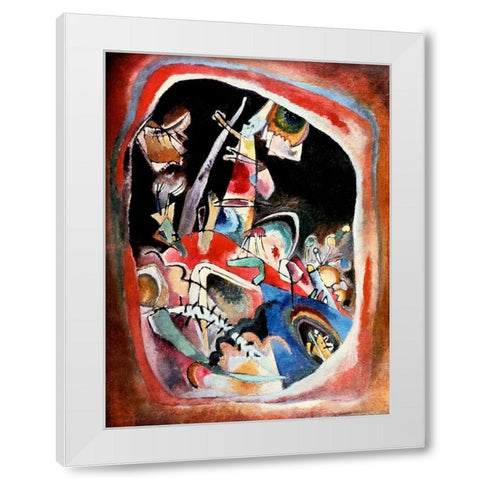 Red border 1919 White Modern Wood Framed Art Print by Kandinsky, Wassily