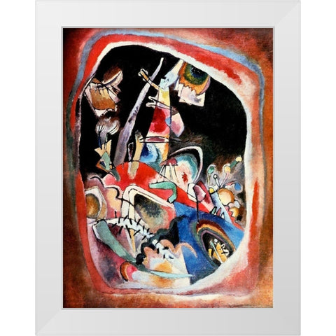 Red border 1919 White Modern Wood Framed Art Print by Kandinsky, Wassily