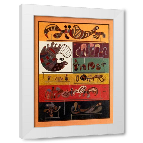 Seven 1943 White Modern Wood Framed Art Print by Kandinsky, Wassily