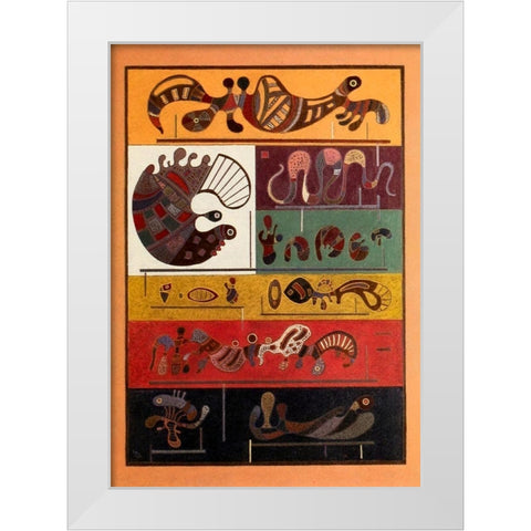 Seven 1943 White Modern Wood Framed Art Print by Kandinsky, Wassily