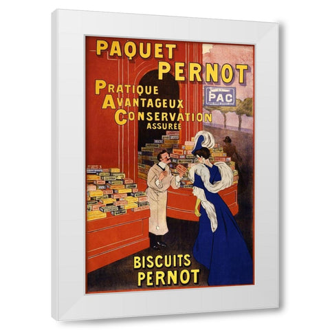 Paquet Pernot Biscuits Pernot White Modern Wood Framed Art Print by Cappiello, Leonetto