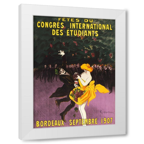 Celebrations of the international student congress-Bordeaux White Modern Wood Framed Art Print by Cappiello, Leonetto