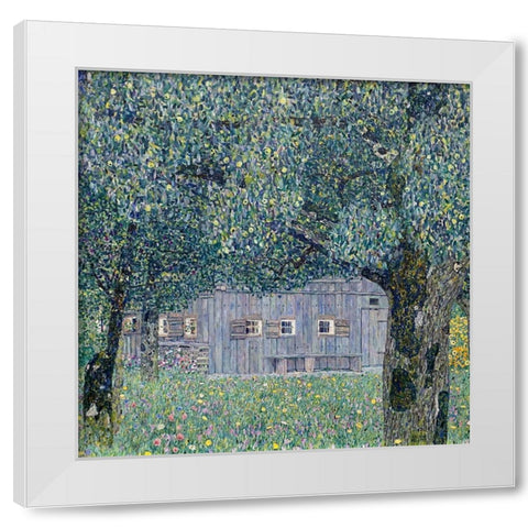 Farmhouse in Upper Austria White Modern Wood Framed Art Print by Klimt, Gustav