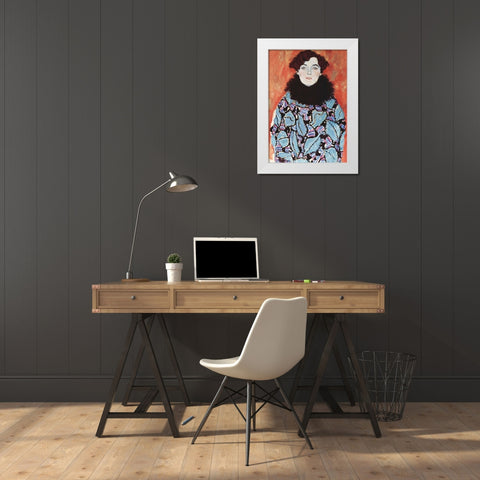 Portrait of Johanna Staude White Modern Wood Framed Art Print by Klimt, Gustav