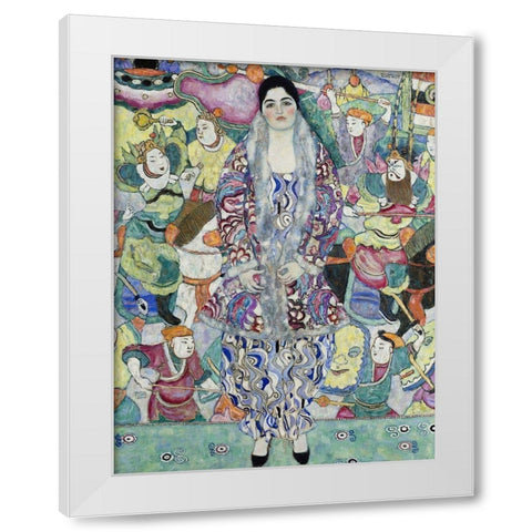 Portrait of Friederike Maria Beer White Modern Wood Framed Art Print by Klimt, Gustav