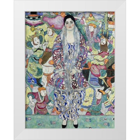 Portrait of Friederike Maria Beer White Modern Wood Framed Art Print by Klimt, Gustav