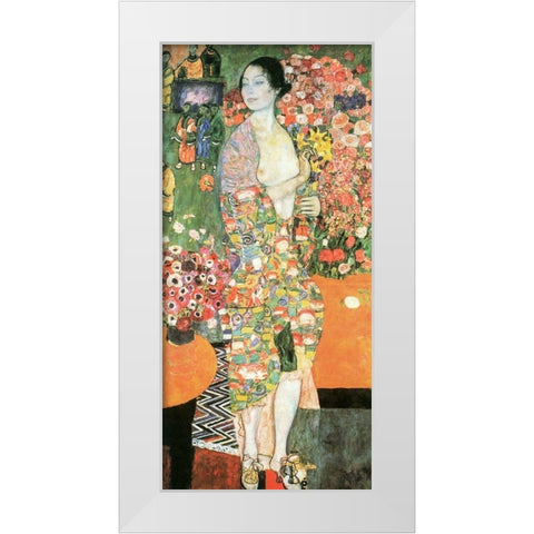 The Dancer White Modern Wood Framed Art Print by Klimt, Gustav