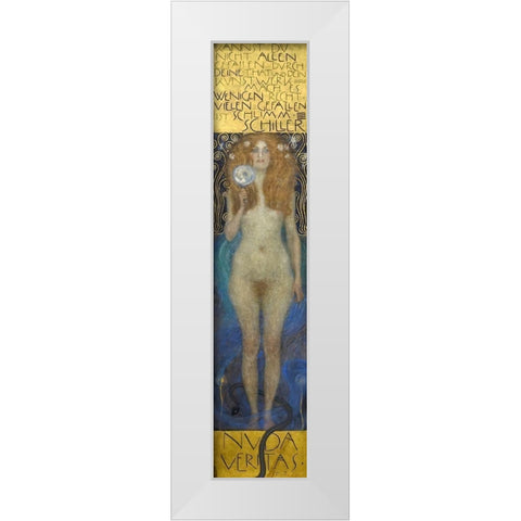Nuda Veritas White Modern Wood Framed Art Print by Klimt, Gustav
