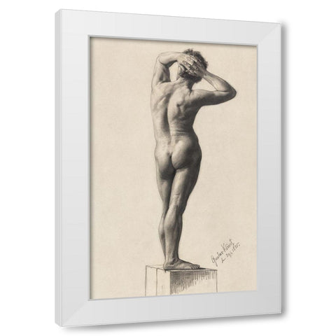 Male Nude White Modern Wood Framed Art Print by Klimt, Gustav