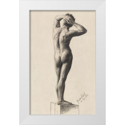Male Nude White Modern Wood Framed Art Print by Klimt, Gustav
