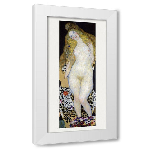 Adam and Eve White Modern Wood Framed Art Print by Klimt, Gustav