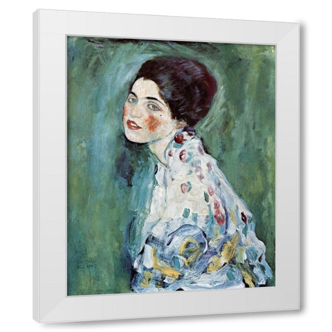 Portrait of a Lady White Modern Wood Framed Art Print by Klimt, Gustav
