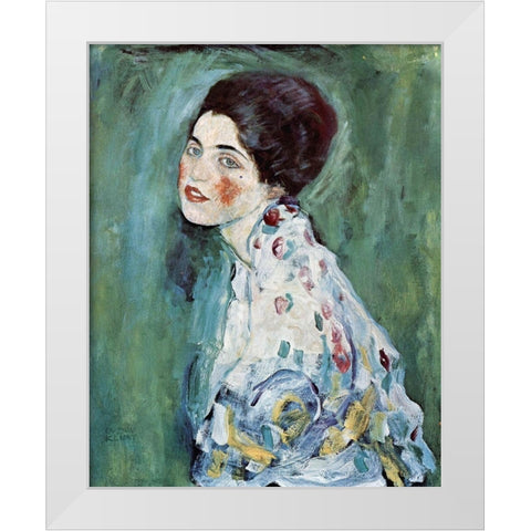 Portrait of a Lady White Modern Wood Framed Art Print by Klimt, Gustav