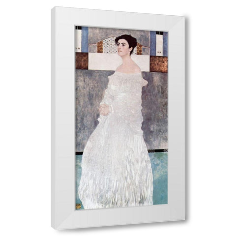 Portrait of Margaret Stonborough-Wittgenstein White Modern Wood Framed Art Print by Klimt, Gustav